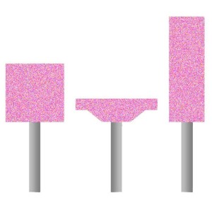 Molettina con gambo, AR60P5V, 25x6x6x40 mm, fig.1, corindone rosa