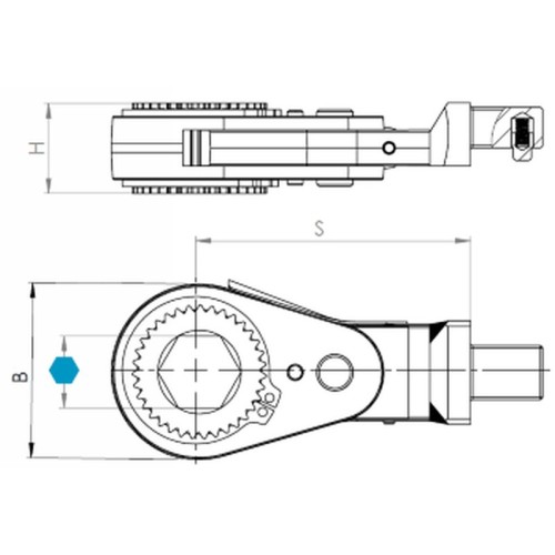 Cricchetto esagonale-Mod. CWR-innesto 9x12-esagono 10 mm-coppia max 25 Nm