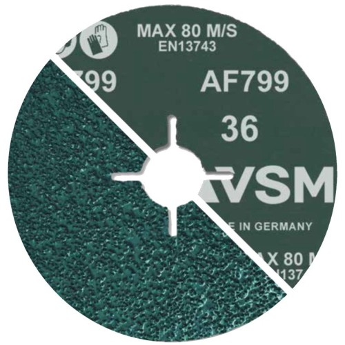 Disco fibrato, serie ACTIROX AF799, D. 125 mm, gr. 36