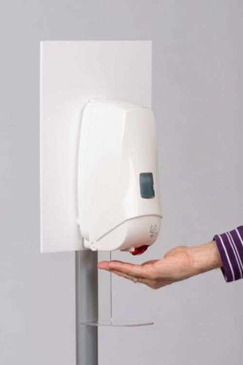 Piantana a terra per disinfezione mani porta dispenser CD-35-120-A: con fotocellula, capacità 1000 m