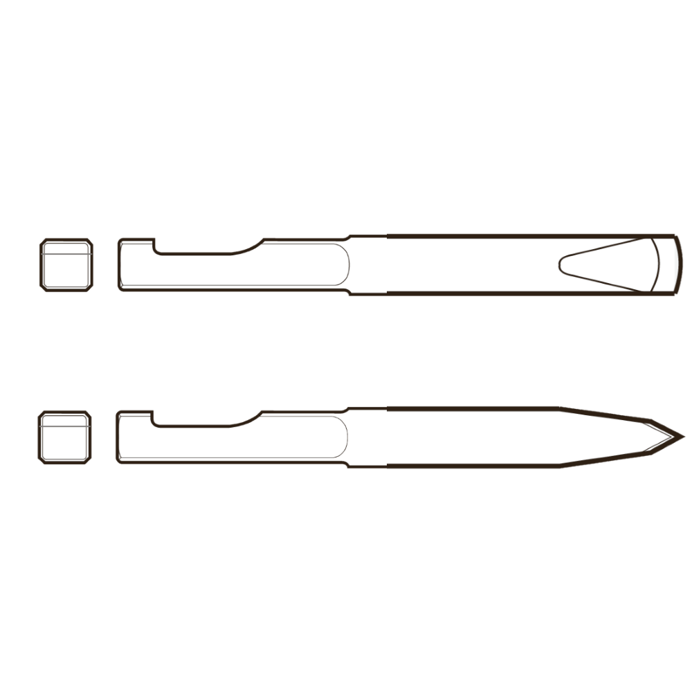 Scalpello da scrostatura: lunghezza 300 mm, larghezza 15 mm, attacco quadro 13 mm (RRC13, RRC13B)