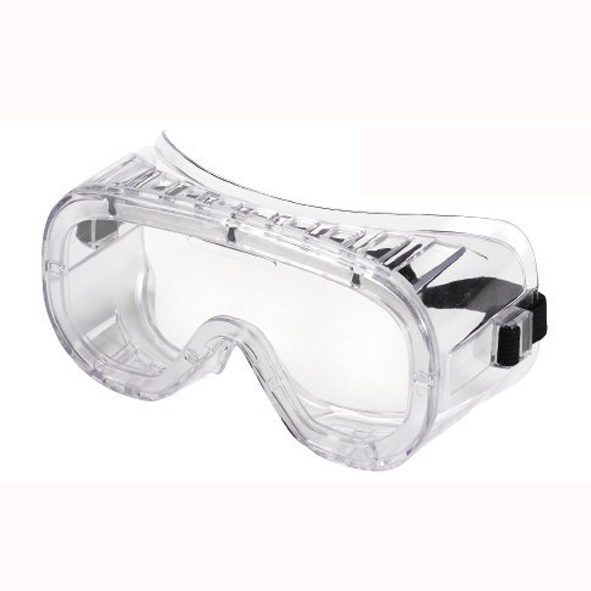 Maschera Mod. 602: in PVC trasparente, fascia elastica in tessuto, lente in policarbonato antiappann