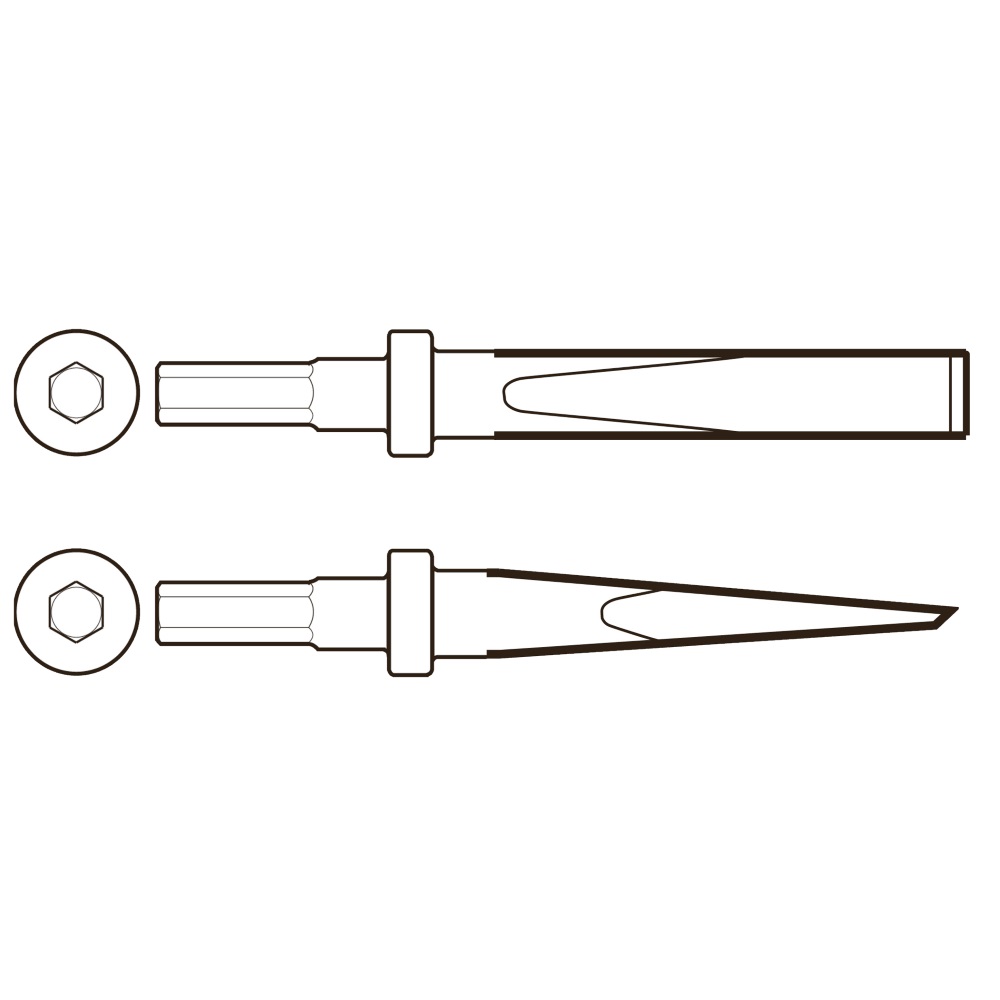 Utensile a punta aguzza: attacco esagonale 12,7 mm, larghezza 15 mm, lunghezza 200 mm