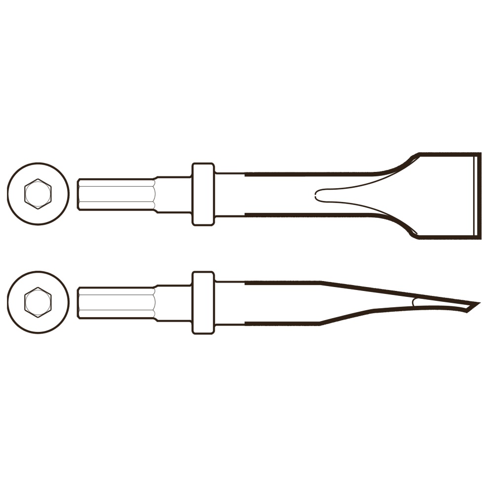 Scalpello ad angolo: larghezza 30 mm, lunghezza 200 mm, attacco esagonale 12,7 mm