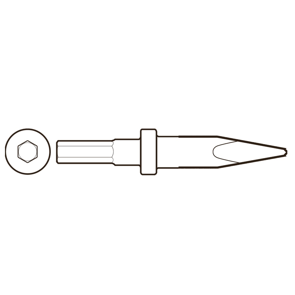 Scalpello a punta: lunghezza 305 mm, larghezza 13 mm, attacco esagonale ISO 12,7 mm