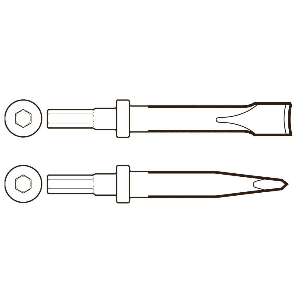 Scalpello ad unghia: lunghezza 200 mm, larghezza 35 mm, attacco esagonale ISO 12,7 mm