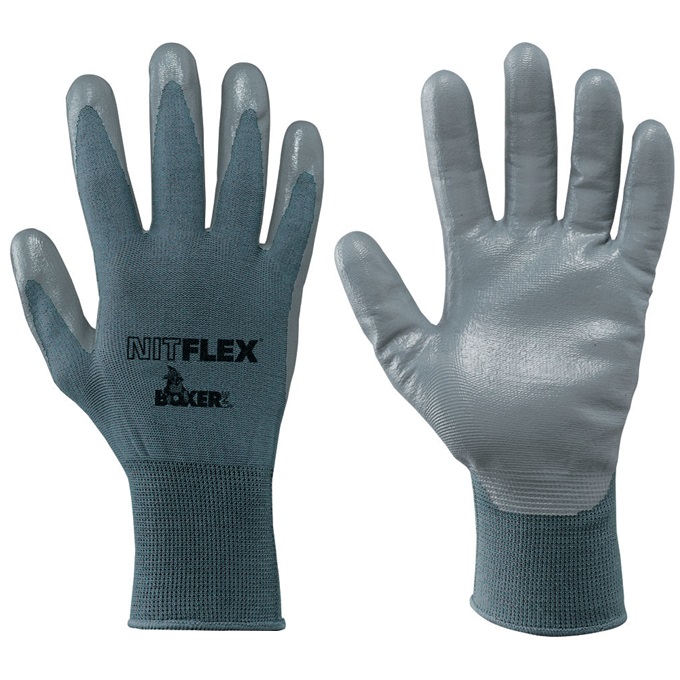 Guanto Mod. NIT-FLEX: a filo continuo, 100% nylon/nitrile, palmo ricoperto, dorso areato, polso elas