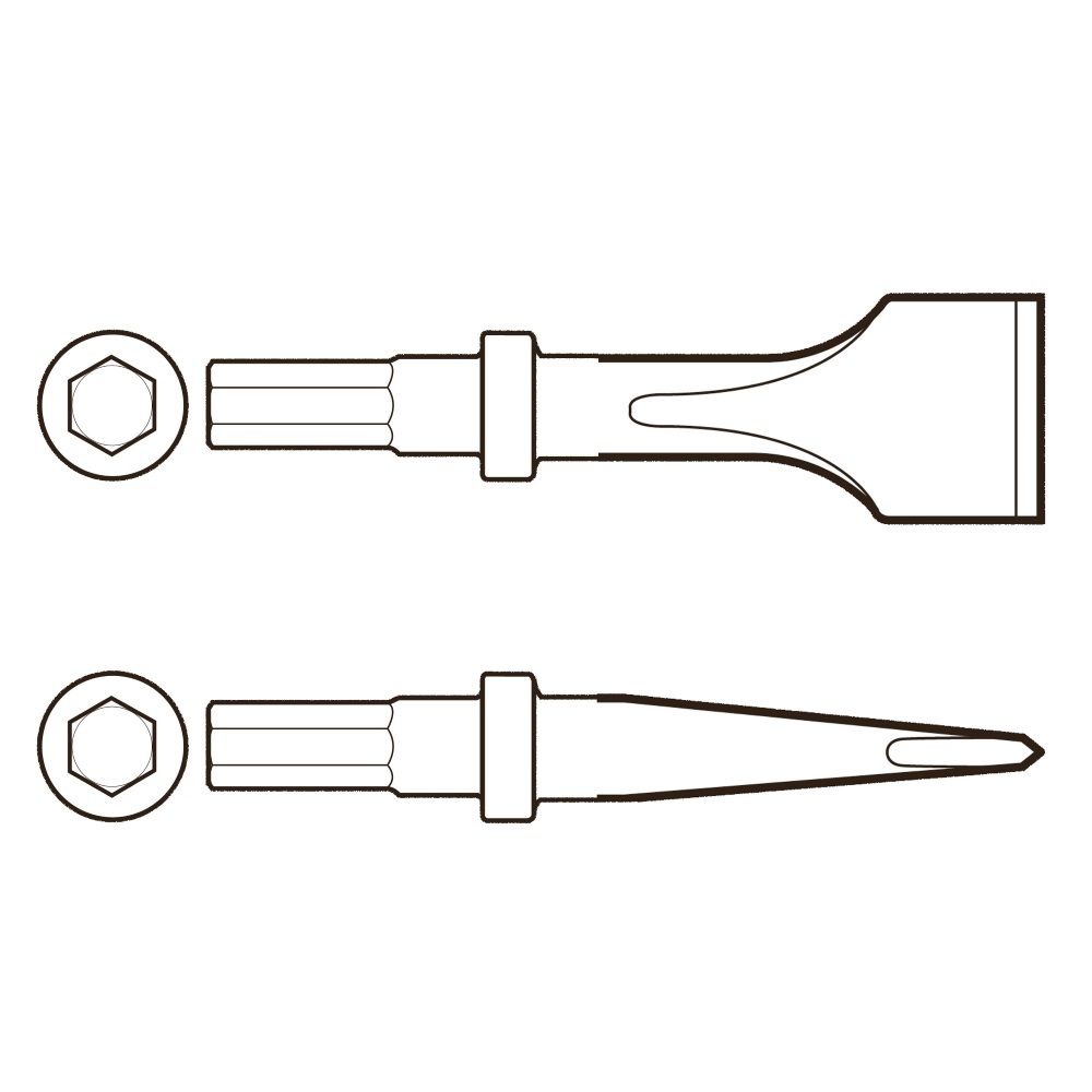 Scalpello piatto extra-largo: larghezza 130 mm, lunghezza 400 mm, attacco esagonale ISO 17.3 mm (0,6