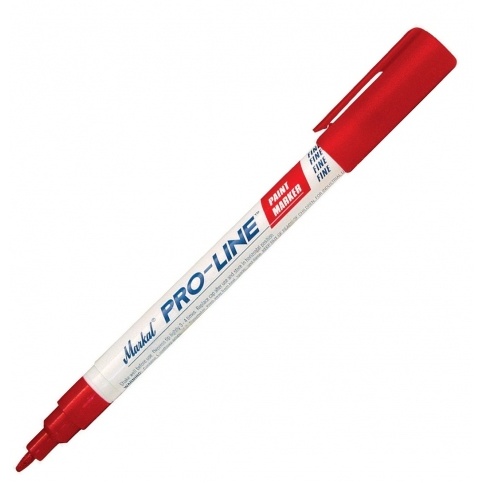 Marcatore a vernice Mod. PRO-LINE FINE: colore rosso, indelebile, punta in feltro 1,5 mm