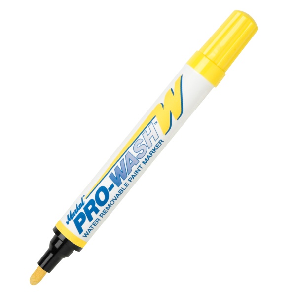 Marcatore a pittura PRO-WASH W: colore giallo, cancellabile con acqua, punta in feltro 3 mm