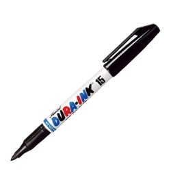 Marcatore a vernice Mod. DURA-INK 15: colore nero, indelebile, essica rapidamente, punta 2 mm