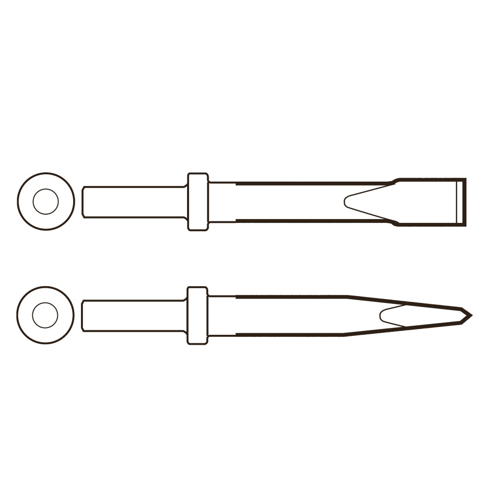 Scalpello piatto: larghezza 13 mm, lunghezza 200 mm, attacco tondo ISO 12,7 mm