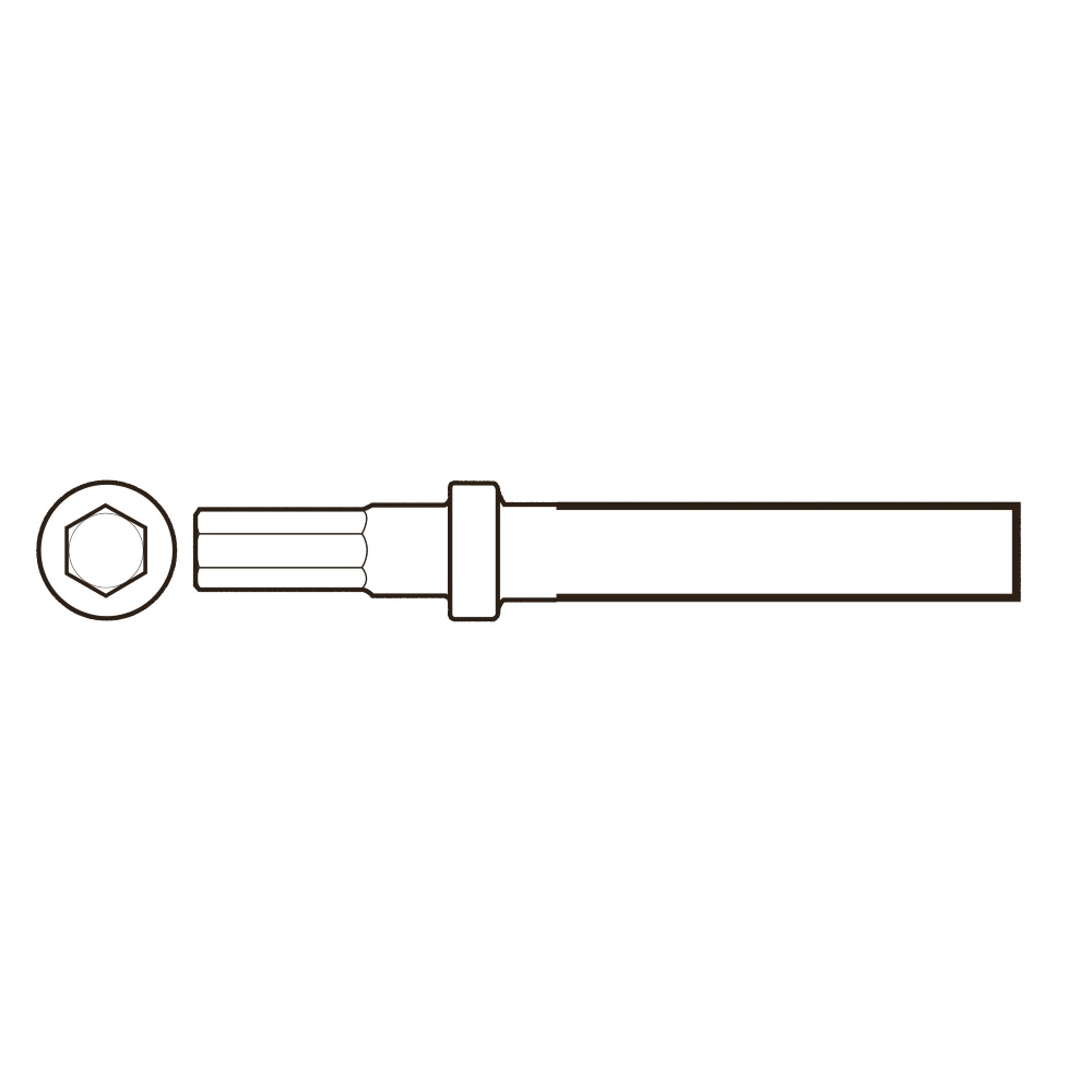 Scalpello semifinito: attacco Hex ISO 17,3 mm (0,68"), lunghezza 335 mm, larghezza 22 mm