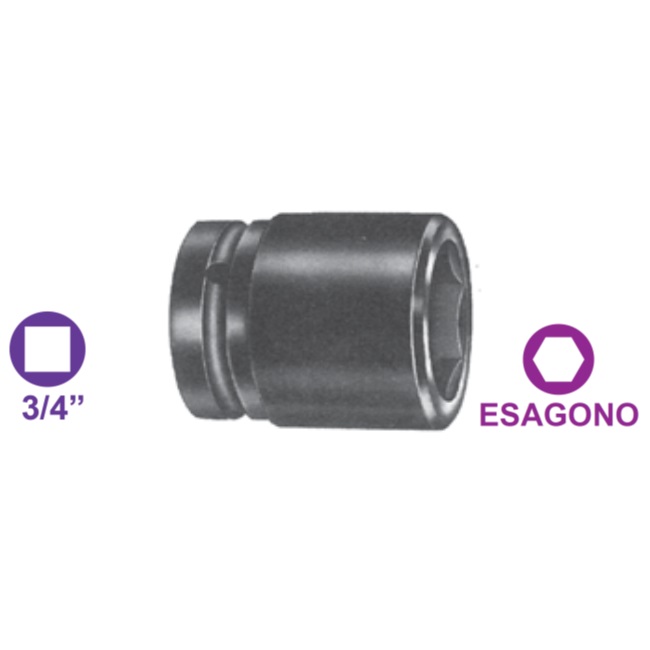 Bussola: esagono 24 mm, attacco quadro 3/4", lunghezza 51 mm