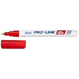 Marcatore a vernice PRO-LINE MICRO: colore rosso, indelebile, punta in feltro 0,8 mm