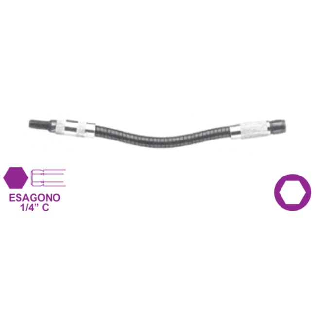 Prolunga flessibile: attacco E 6,35, impronta esagonale 1/4" C, lunghezza 190 mm