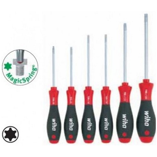 Set cacciaviti Mod. SoftFinish/362 K6 SO completo di: nr. 6 pz TORX (lama T10x80 mm, T15x80 mm, T20x