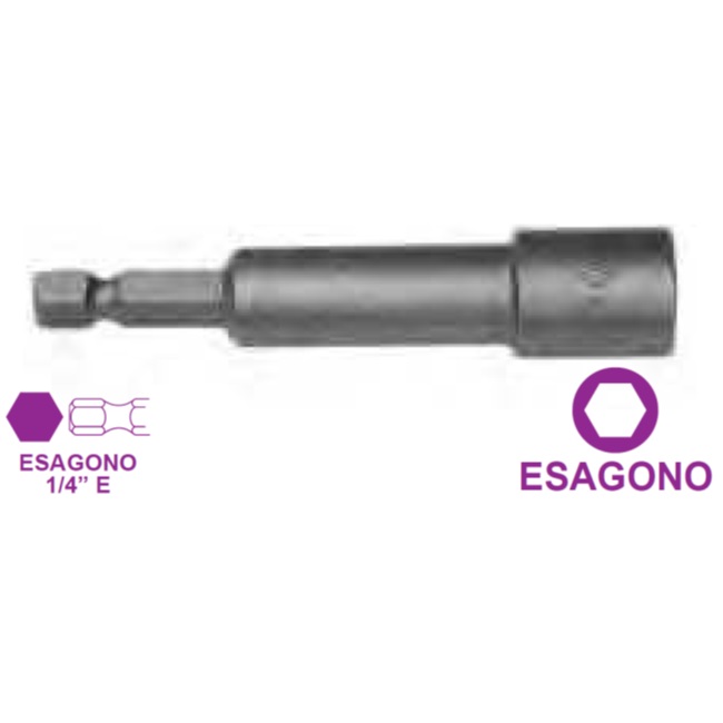 Chiave a bussola: esagono 17 mm, attacco esagonale 1/4"E, lunghezza 65 mm