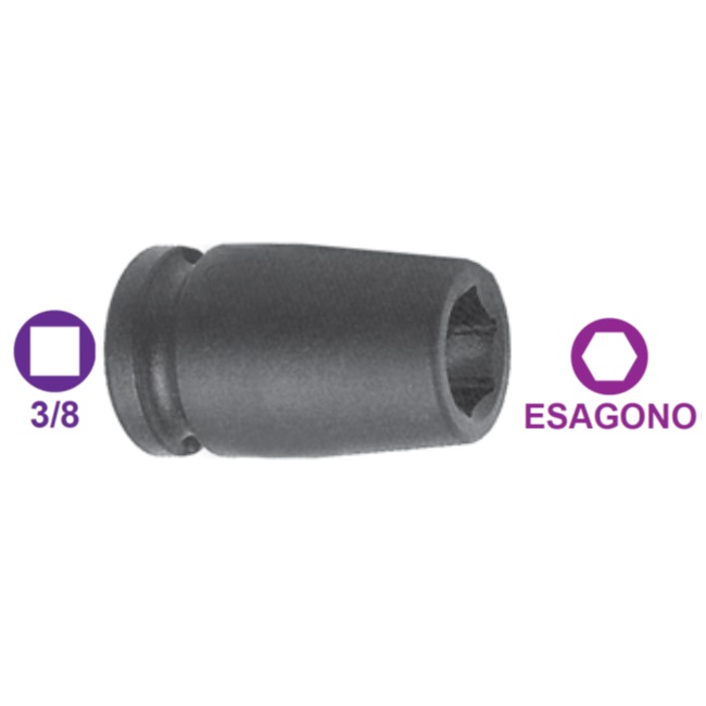 Chiave a bussola: esagono 8 mm, attacco quadro 3/8", lunghezza 30 mm