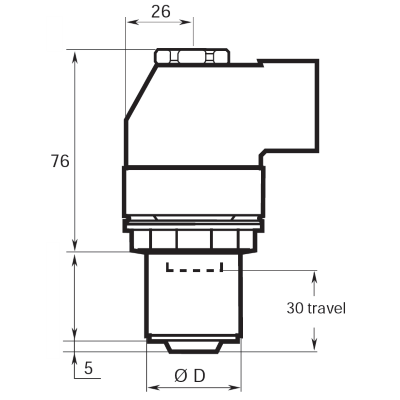 Bussola: D. 30 mm, D. dado 16 mm, travel 33 mm, per Mod. LTV38 R40-LT/R 85 HAD, LTV48 HAD