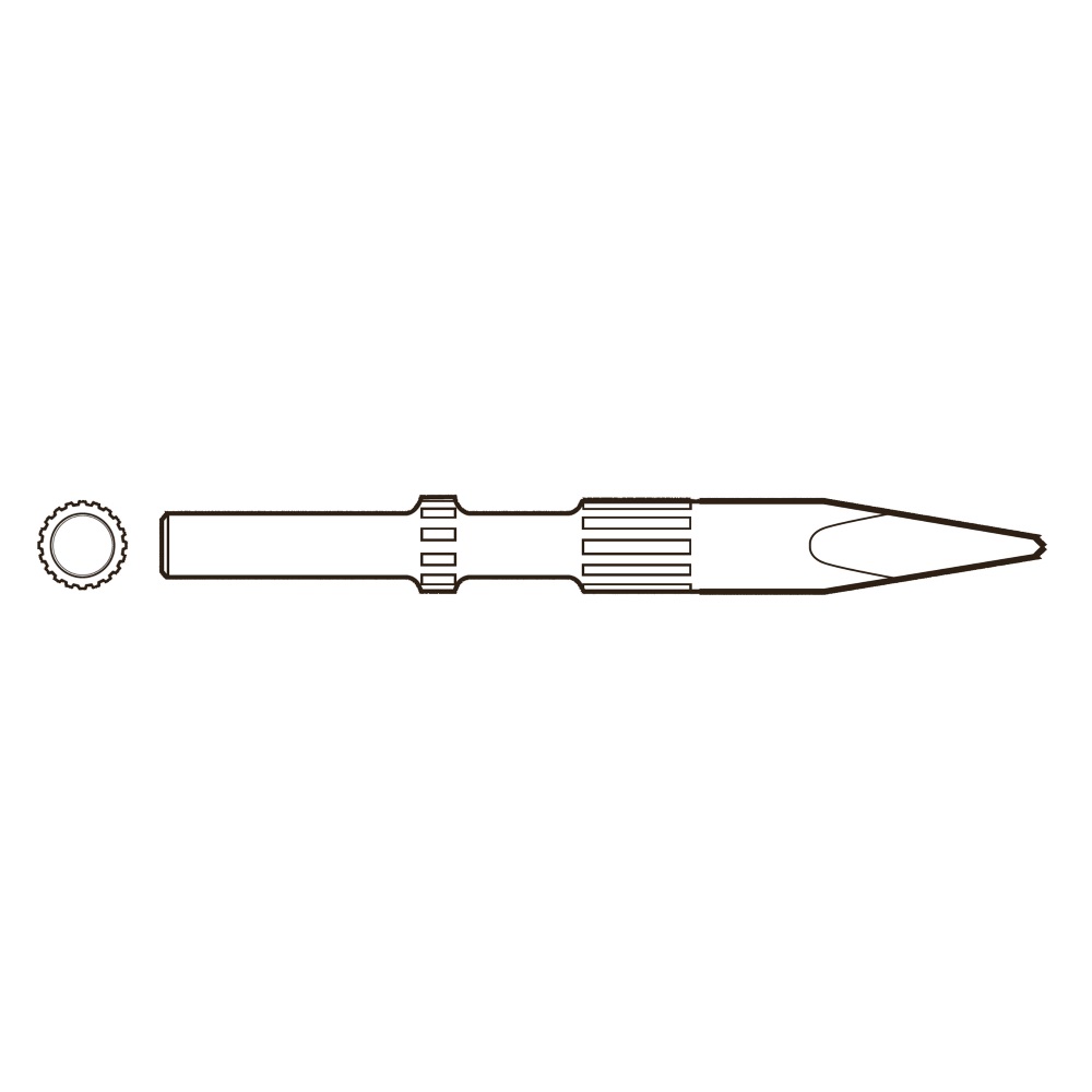 Scalpello a punta: larghezza 22 mm, lunghezza 340 mm, attacco tondo ISO 17.3 mm (0,68")