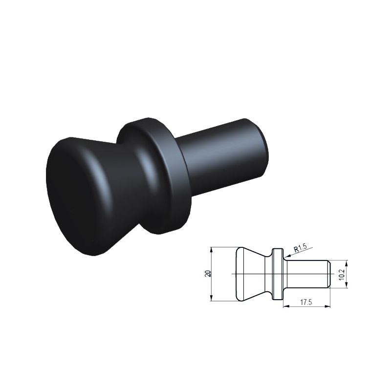 Butteruola semifinita: R1,5, D.testa 20 mm, D.gambo 10,2 mm, lunghezza gambo 17,5 mm (RRH04P-02, RRN