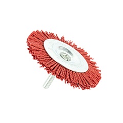 Spazzola circolare in nylon Mod. SN P: gambo 6 mm, D. 100 mm, colore rosso, Gr. 80