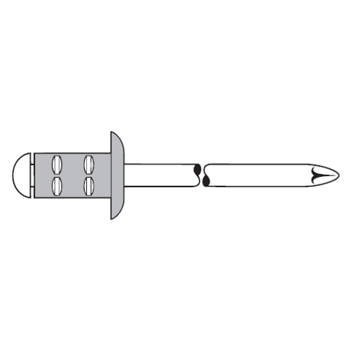 Rivetto: corpo D. 3,2x8 mm, testa bombata, corpo Alu AlMg 2,5, chiodo acciaio zincato, foro D. 3,3 m