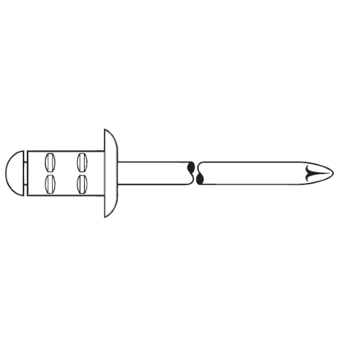 Rivetto POLYGRIP: corpo D. 3,2x8 mm, testa bombata, corpo A4 acciaio inox, chiodo A4 acciaio inox, f