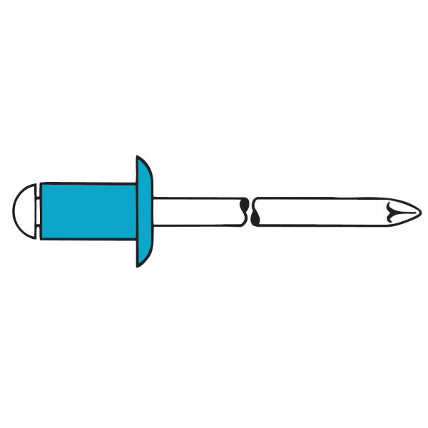 Rivetto: corpo D. 4x8 mm, testa bombata, corpo A2 acciaio inox, chiodo A2 acciaio inox, foro D. 4,1 