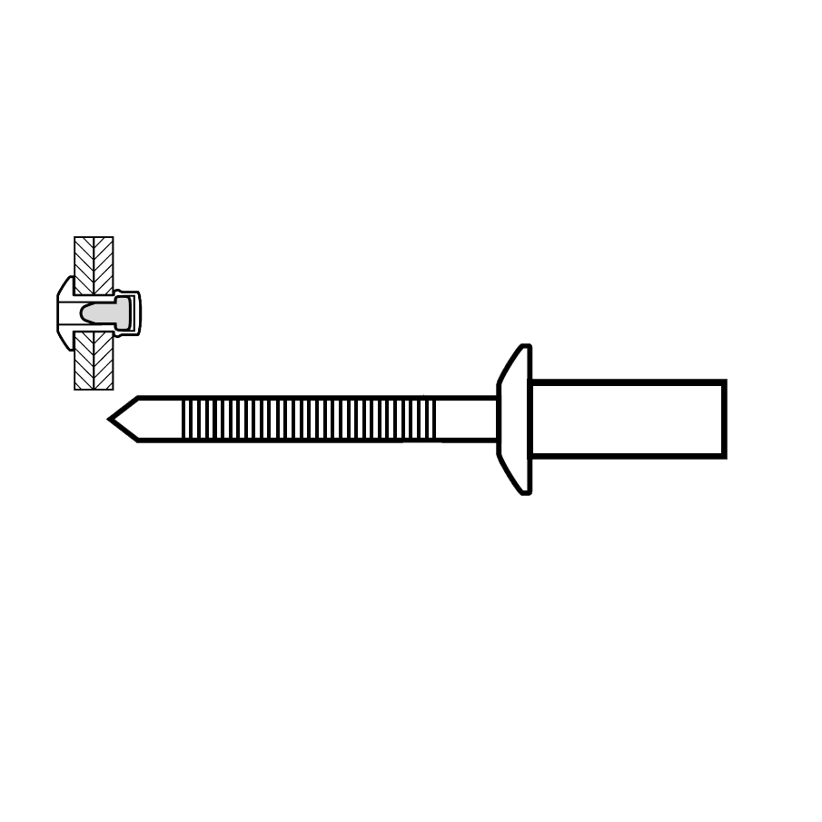 Rivetto MASTERFIX : tenuta stagna, corpo 4,8x9,5 mm, testa bombata, corpo A2 acciaio inox, chiodo A2