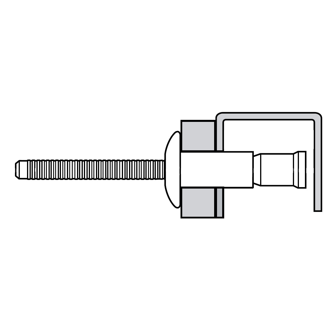 Rivetto MONOBOLT 2771: corpo 6,4x23,7 mm, testa bombata, corpo acciaio zincato, chiodo acciaio zinca