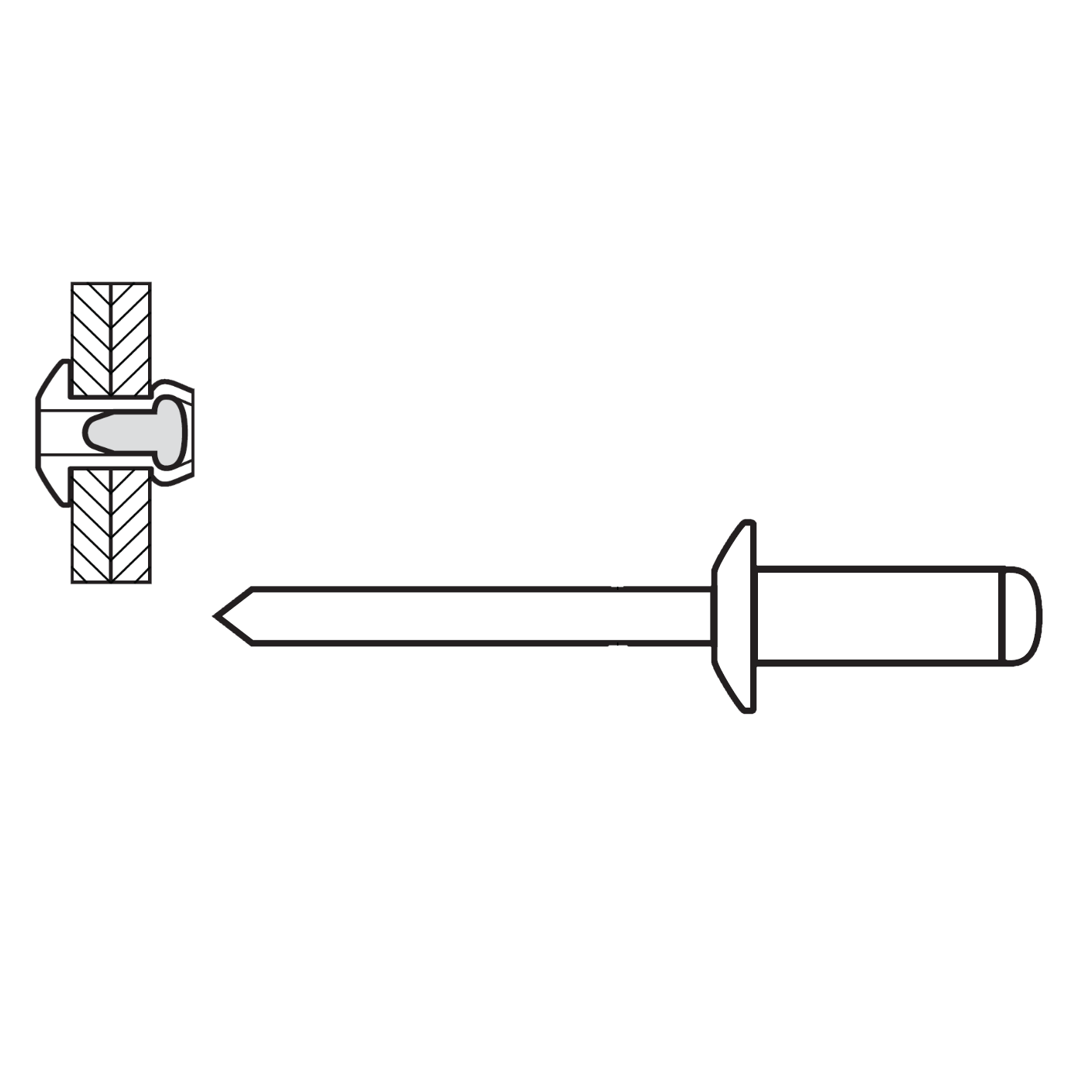 Rivetto MASTERFIX 1031: corpo 4,8x10 mm, testa bombata, corpo alluminio AlMg2,5/3,5, chiodo acciaio 