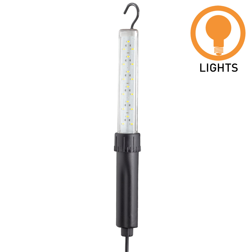 Lampada portatile Mod. LIGHTY LED: 18 LED, lunghezza cavo 10 Mt, input 12V/24V AC, conduttori 2x1 mm