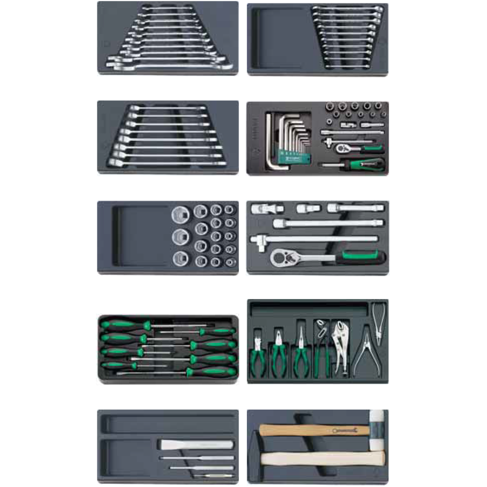 Kit STD Mod. 806/10: nr.99 utensili con impronte 9x1/3 e 1x3/3 (tot. 4 cassetti), per carrello Mod. 