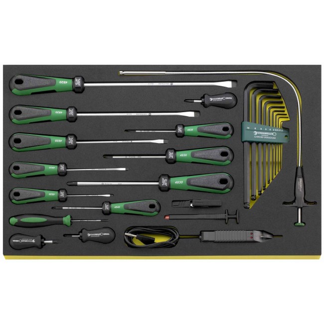 Kit assortimento utensili TCS: nr.6 cacciaviti a taglio, nr.1 cacciavite per carburatori, nr.3 cacci