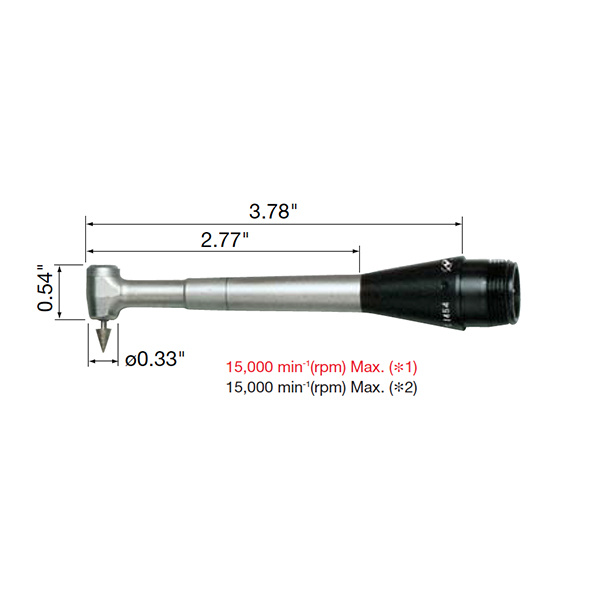 Mini attacco ad angolo Mod. MFC-300S: 90°, D. interno minimo 20 mm, solo per frese D. 1,6 mm, peso 5