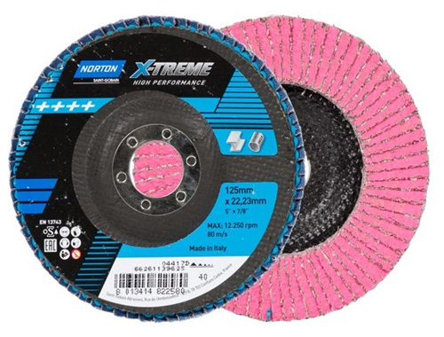 Disco lamellare conico: specifica R928, supporto fibra, 125x22 mm, gr. 36, X-TREME