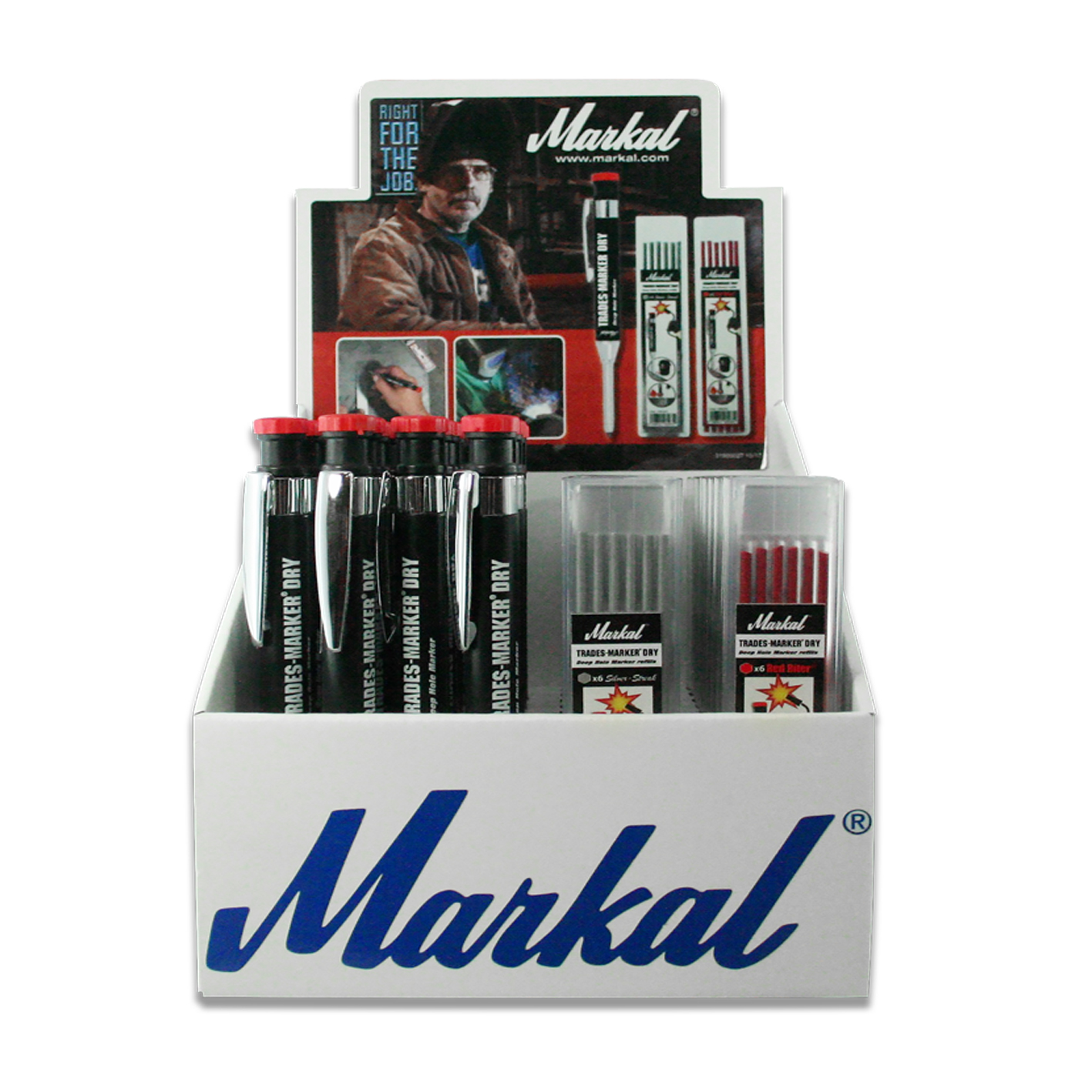 Kit espositore per marcatori MARKAL TRADES-MARKER DRY completo di: espositore, nr.20 porta mine TRAD