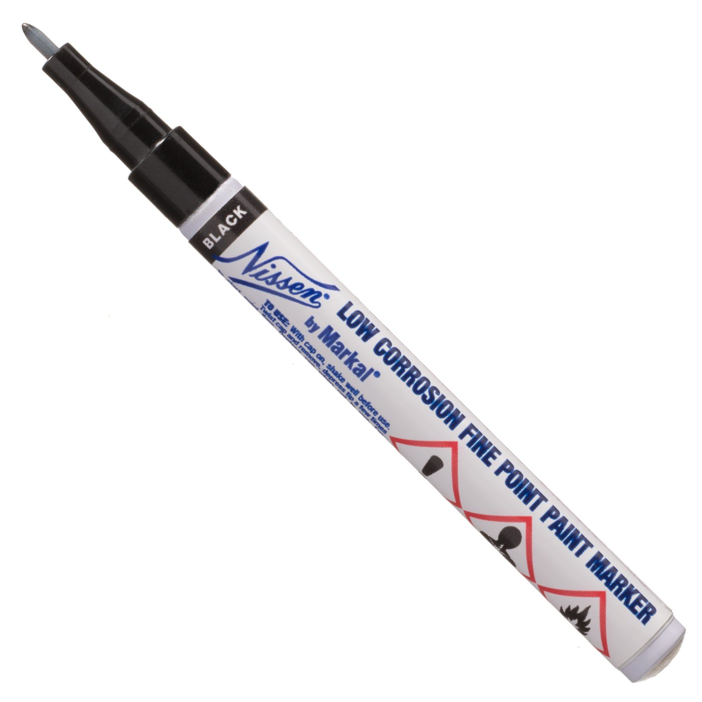 Marcatore a vernice Mod. LOW CORROSION FINE POINT PAINT MARKER: colore nero, asciugatura rapida, sen