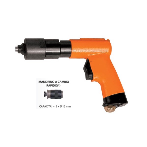 Maschiatrice Mod. ERGOMAS120: a pistola, con inversione a trazione (push-pull), potenza 300W, giri/m