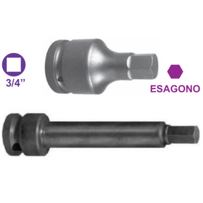 Bussola: attacco quadro 3/4", maschio esagonale 19 mm, lunghezza 65 mm