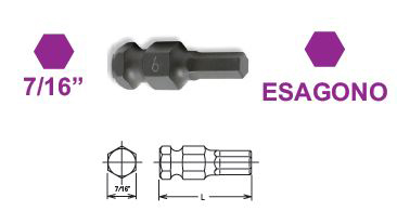 Inserto: attacco esagonale 11 mm, esagono 12 mm, lunghezza 35 mm