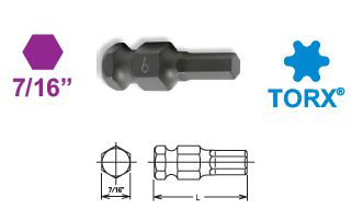 Inserto: attacco esagonale 11 mm, TX45, lunghezza 35 mm