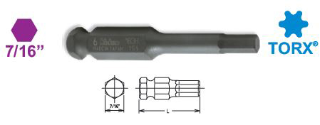 Inserto: attacco esagonale 11 mm, TX40, lunghezza 75 mm