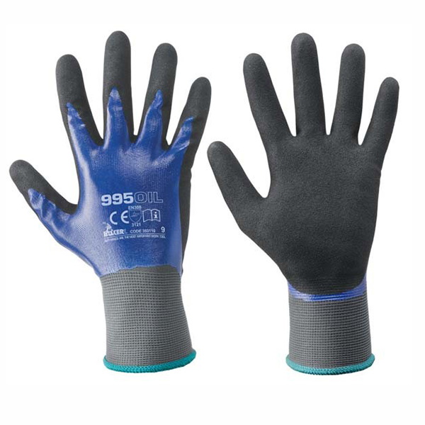 Guanto Mod. 995: a filo continuo 100% nylon/nitrile, polso elasticizzato, colore blu/nero, tg. 10 (3