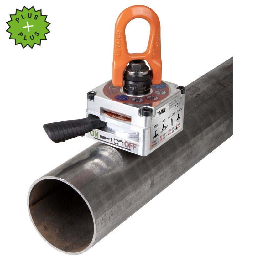 Sollevatore a magnete permanente TML 90 R PLUS: carico max 1000 Kg, rotabile 360°, completo di 1° pr