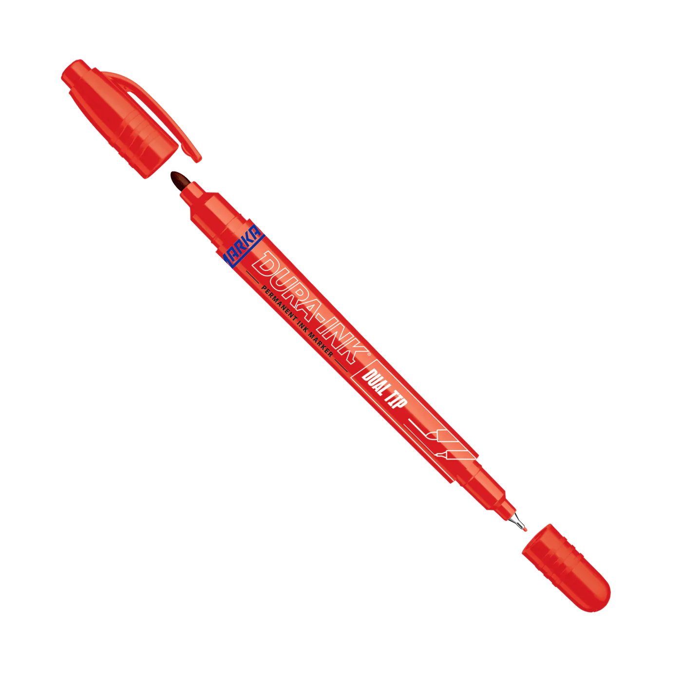 Marcatore a vernice DURA-INK DUAL TIP: a doppia punta, colore rosso, indelebile, nr. punta da 1 mm, 