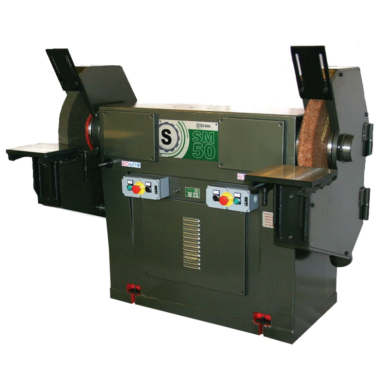 Sbavatrice SM50/C: a servizio continuo, a mole indipendenti, trifase 380V - 50Hz - 4+4 kW, con nr.2 