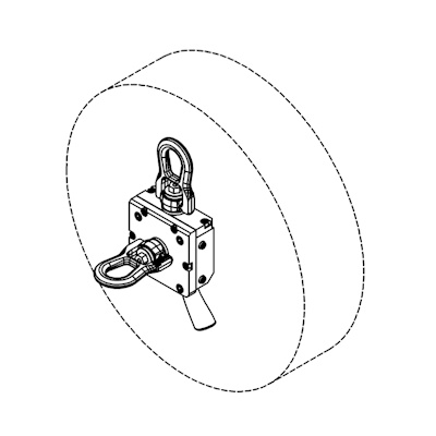 Sollevatore magnetico AML 100 VERTIGO LIGHT TWIN: con doppio aggancio in pinza sul sollevatore